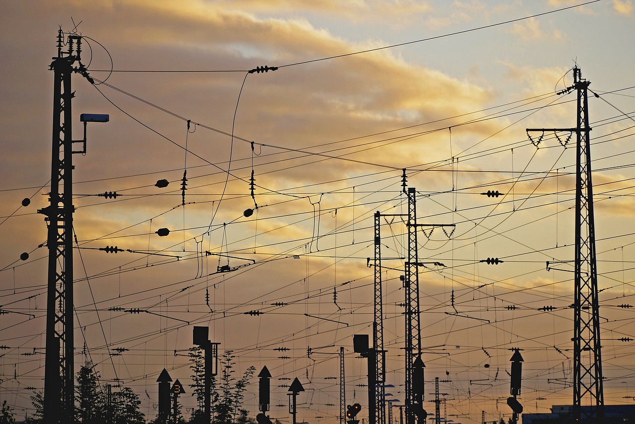 railway catenary station area free photo