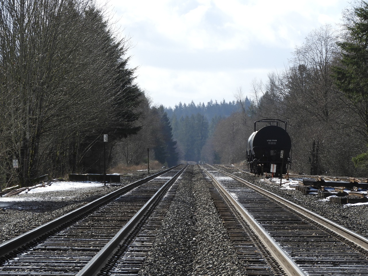 railway railroad track train free photo