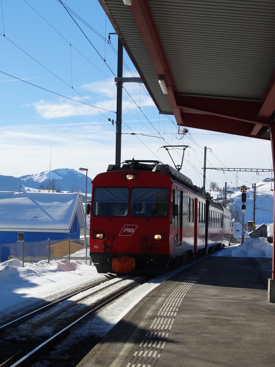 railway railway yard entrance wintry free photo