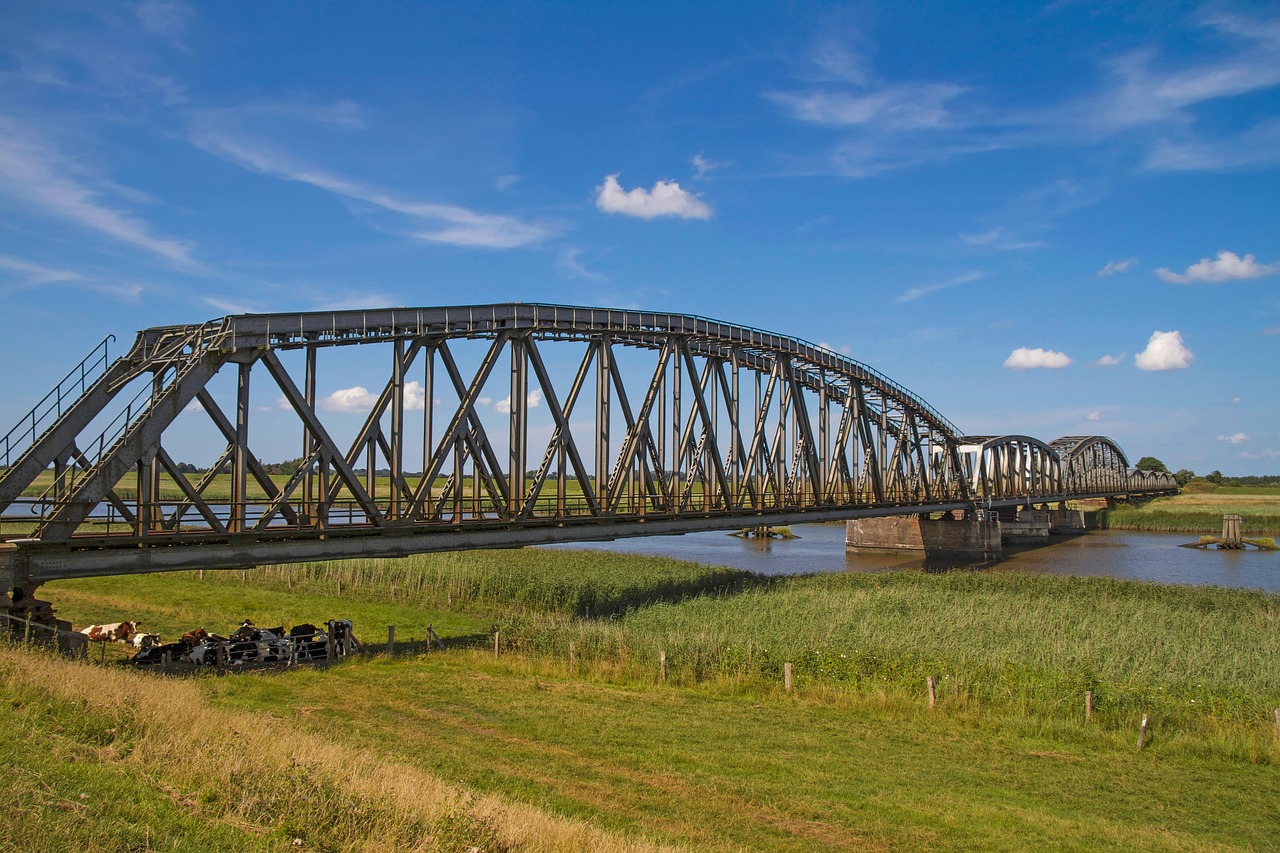 railway bridge river eider free photo