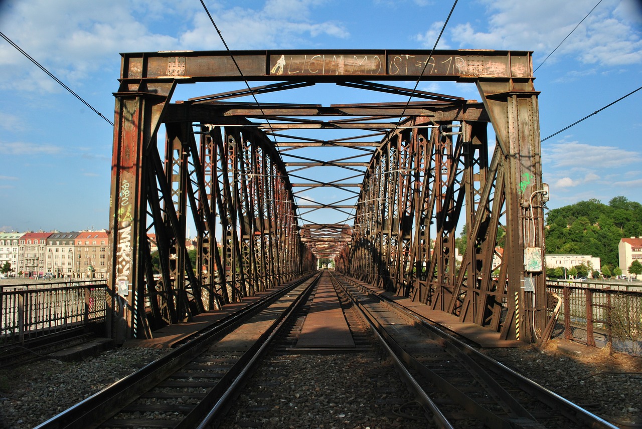 railway bridge rust street free photo