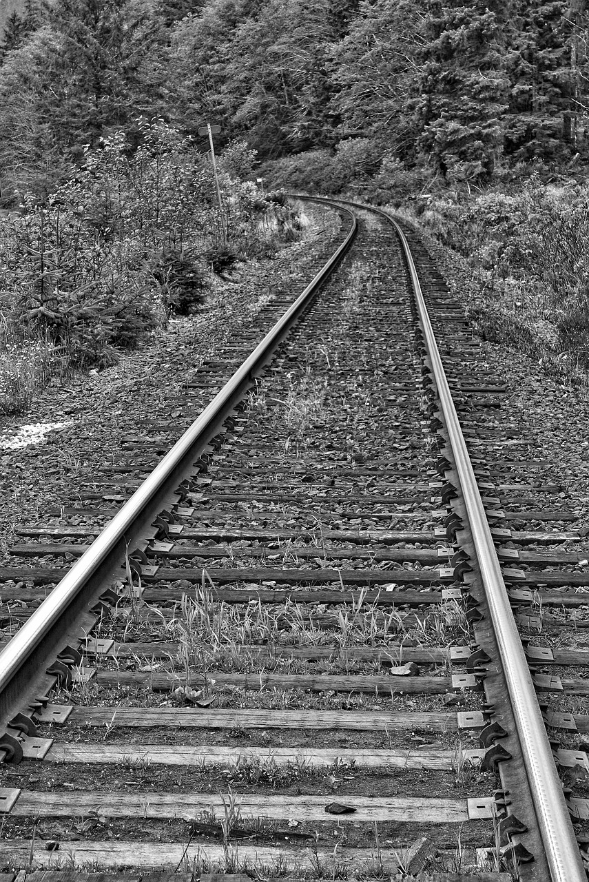 railway line perspective train track free photo