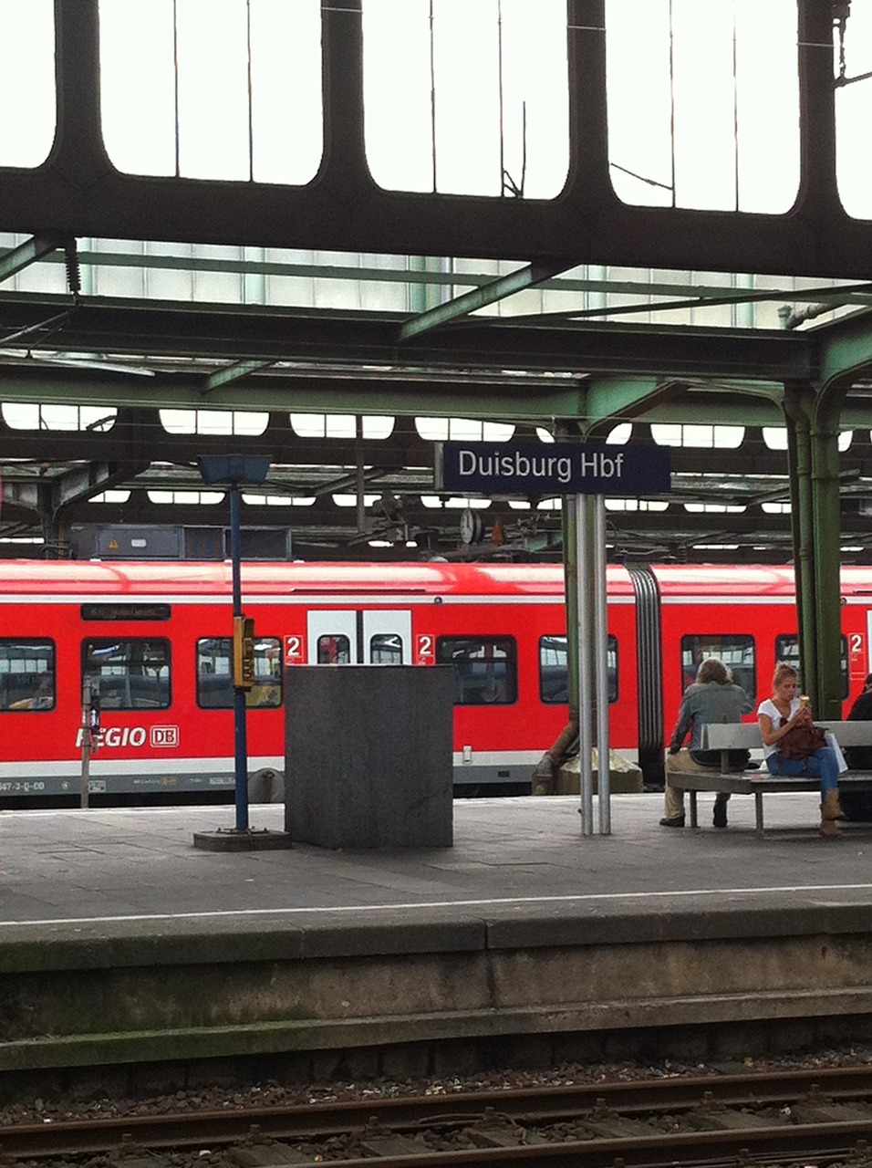 railway station duisburg red train free photo