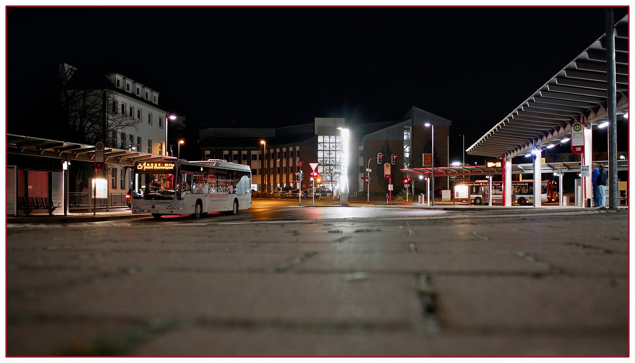 railway station night bus free photo