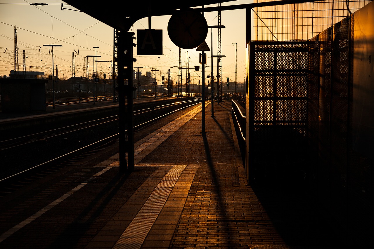 railway station  sunset  landscape free photo