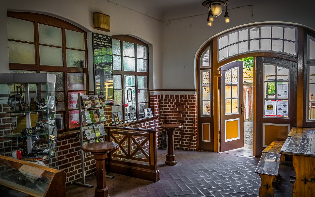 railway station  porch  the ticket counter free photo