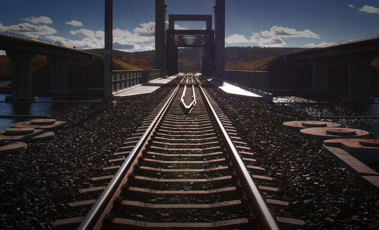 railway track sun sky free photo