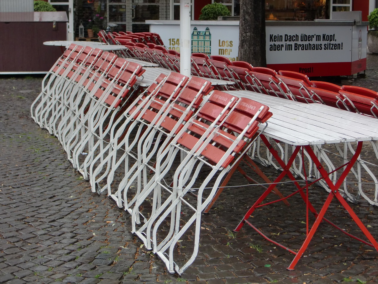 rain chairs street cafe free photo