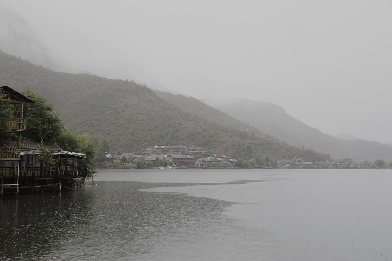 rain lugu lake empty mont free photo