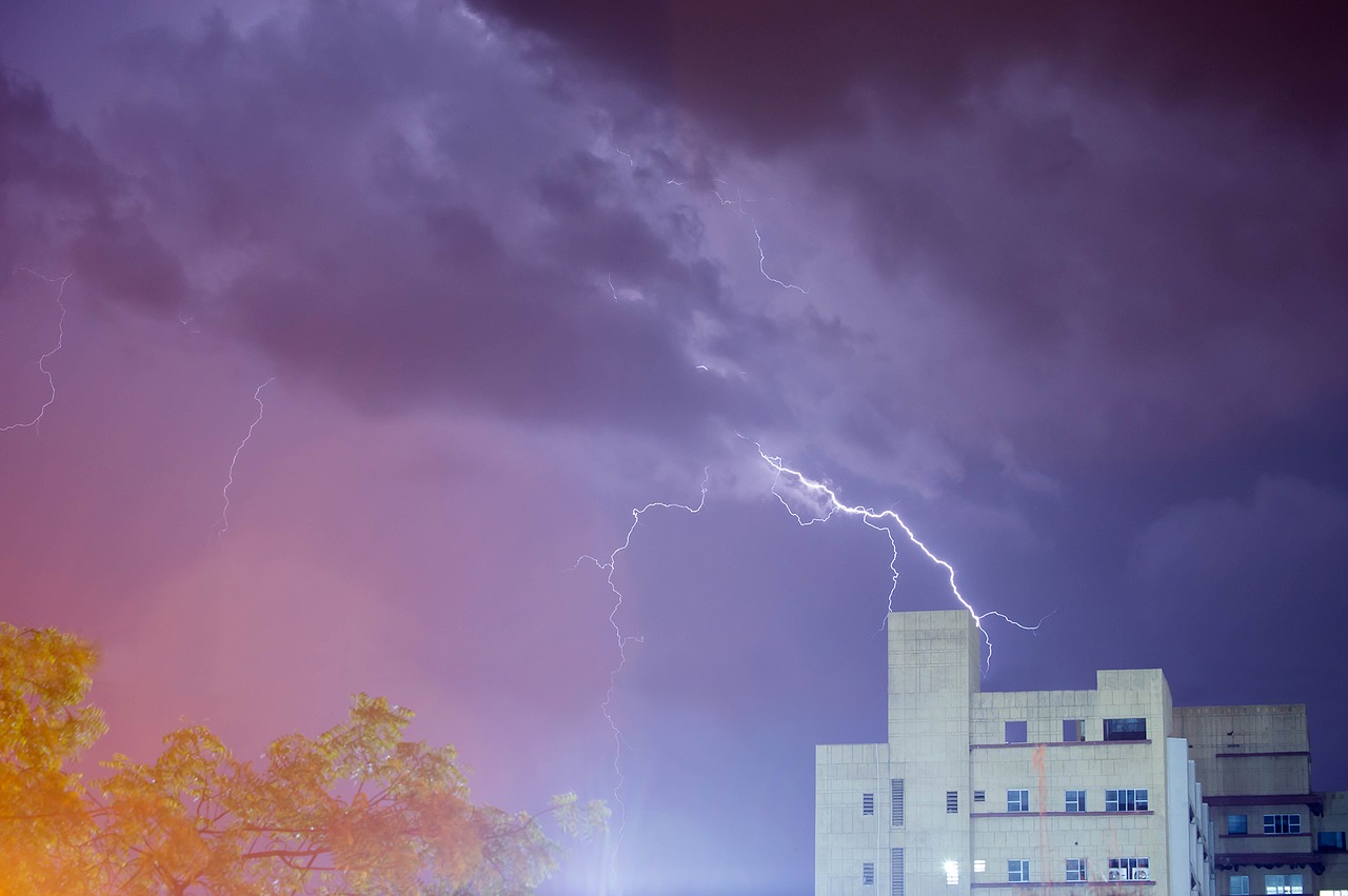 rain rainy night lightning free photo