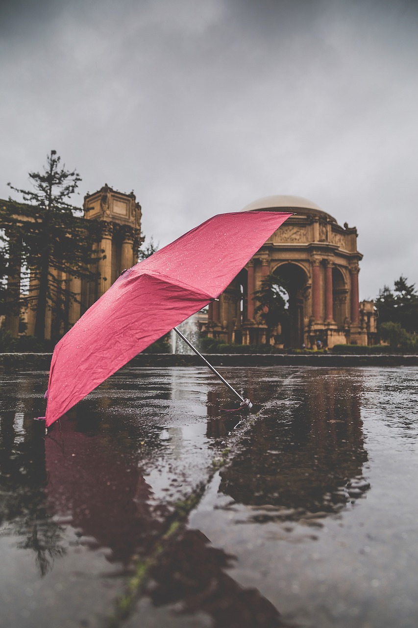 rain red umbrella free photo