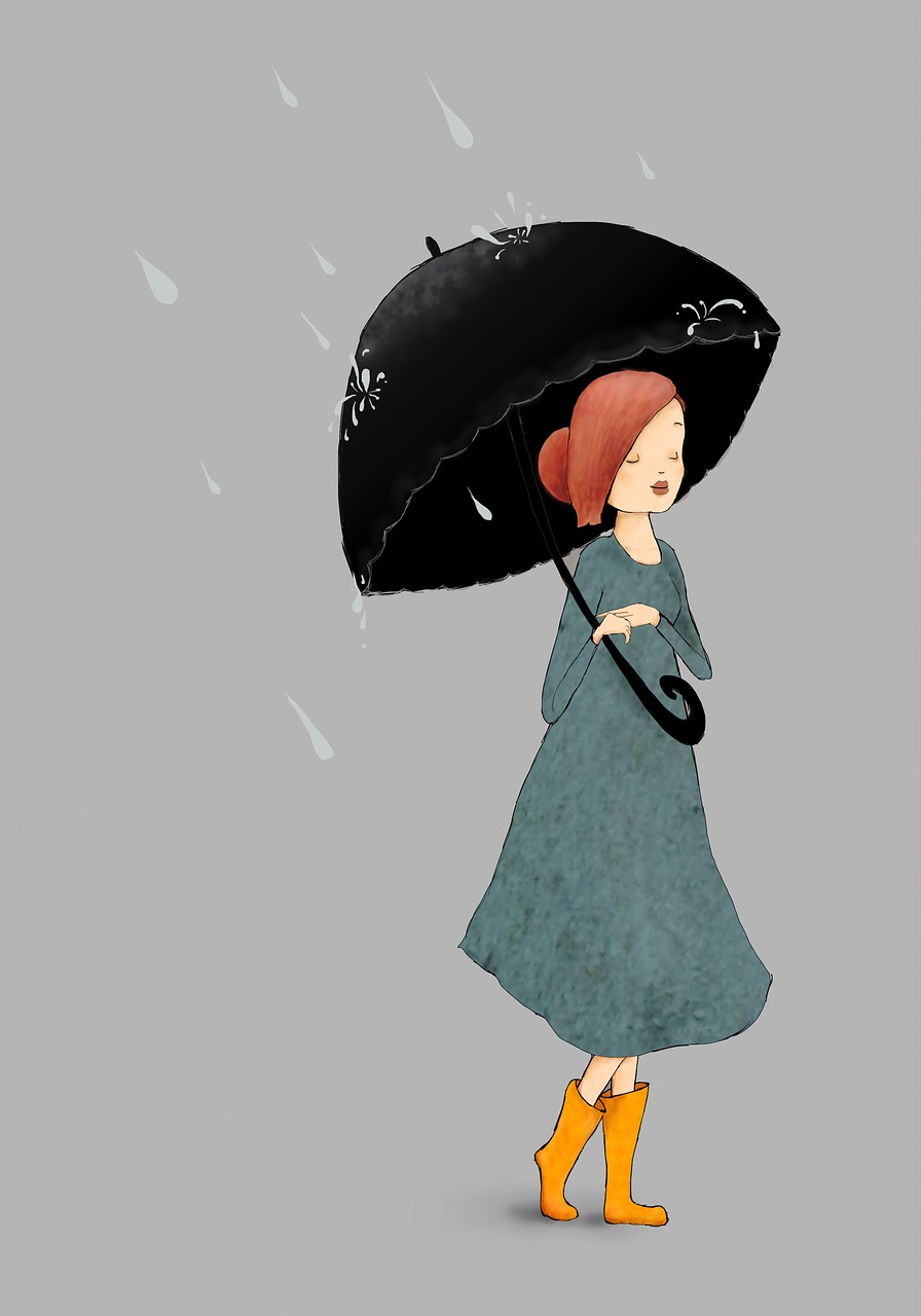 rain girl umbrella free photo