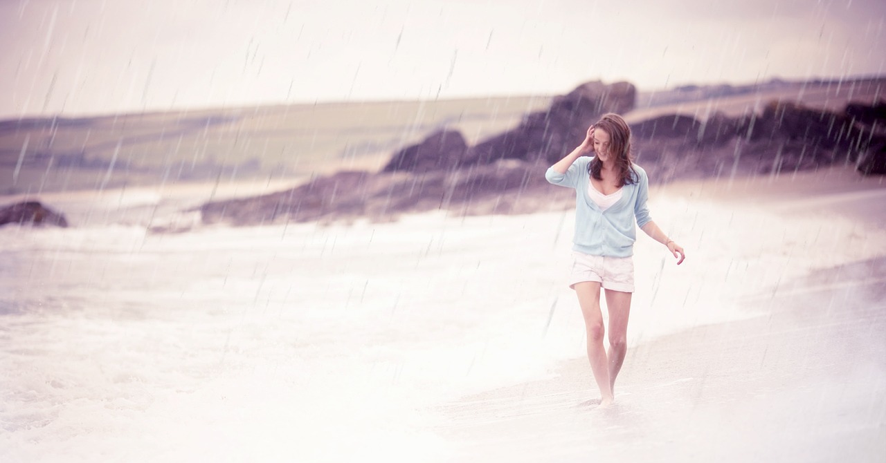 rain  enjoy  beach free photo