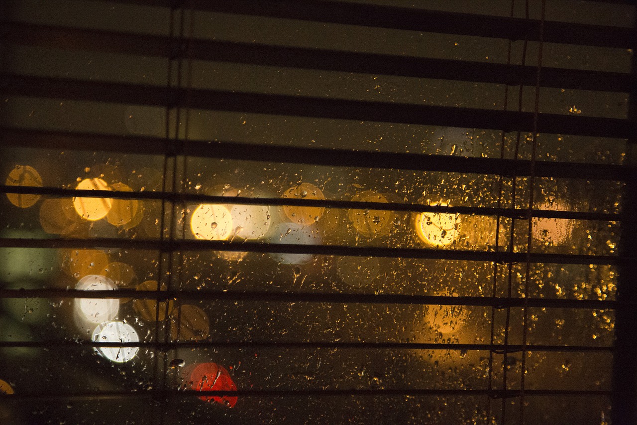 rain window night free photo