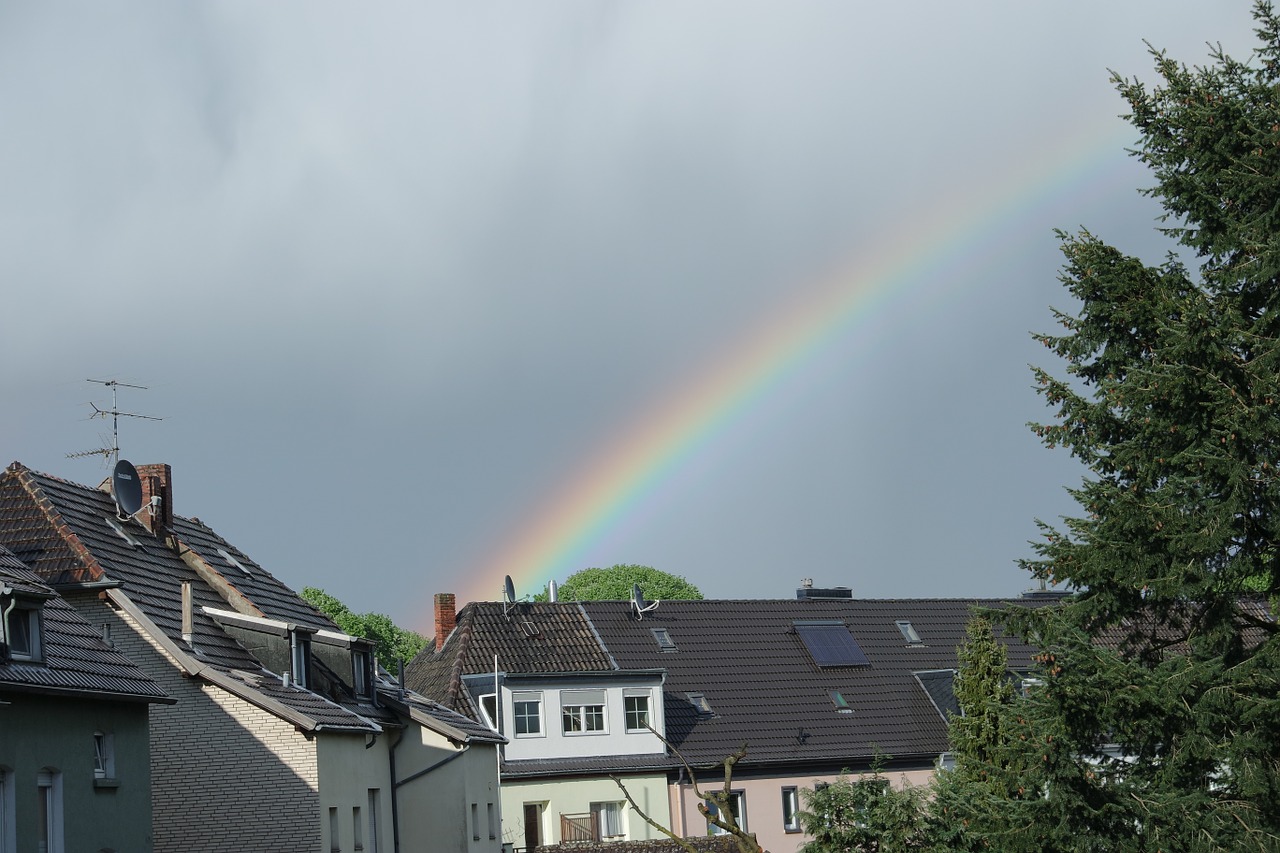 rainbow thunderstorm clouds free photo