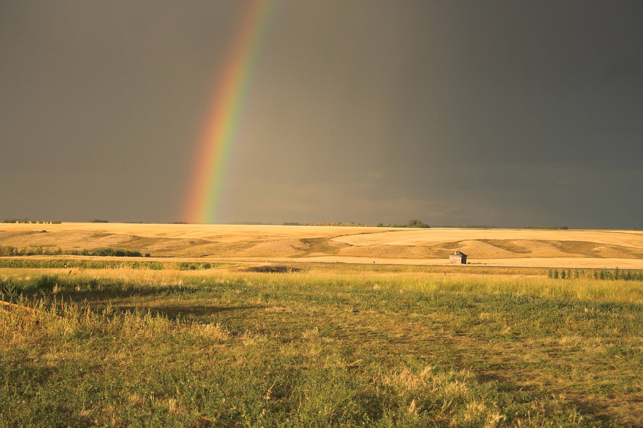 rainbow prairie rain free photo