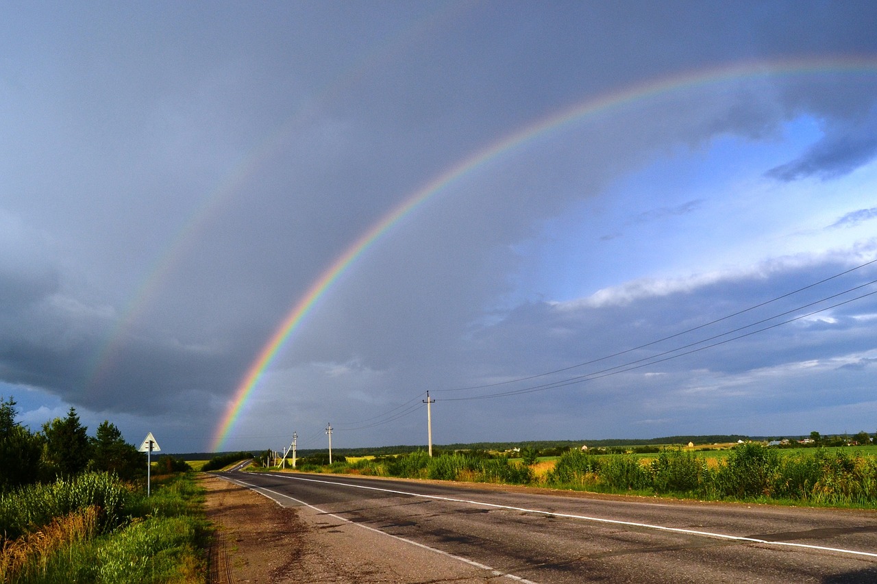 rainbow road sky free photo