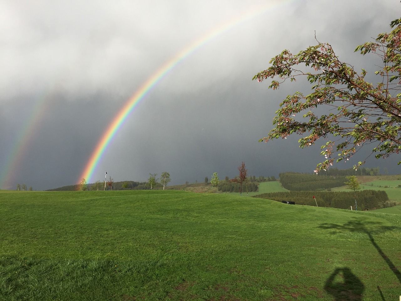 rainbow golf course nature free photo