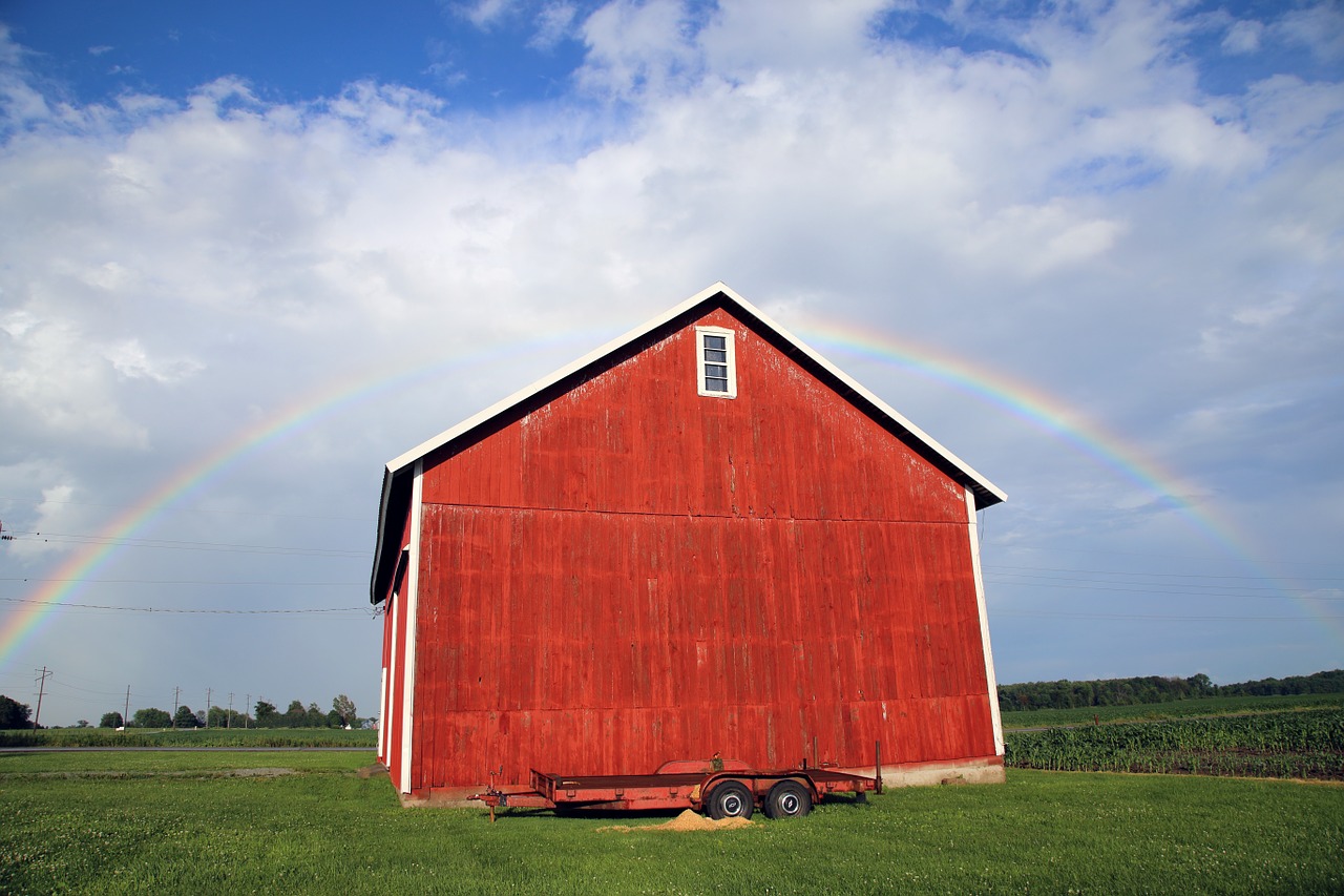 rainbow barn red barn free photo