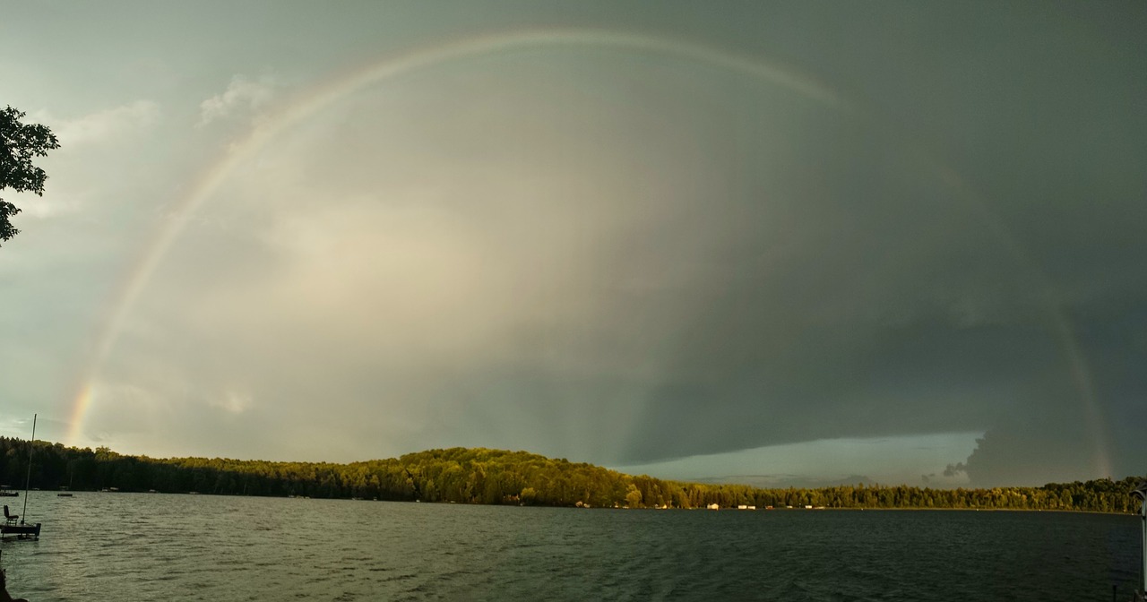 rainbow lake arch free photo