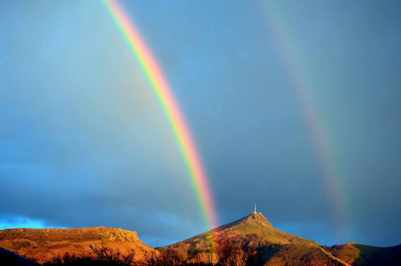 rainbow the rhune mountain color sky free photo