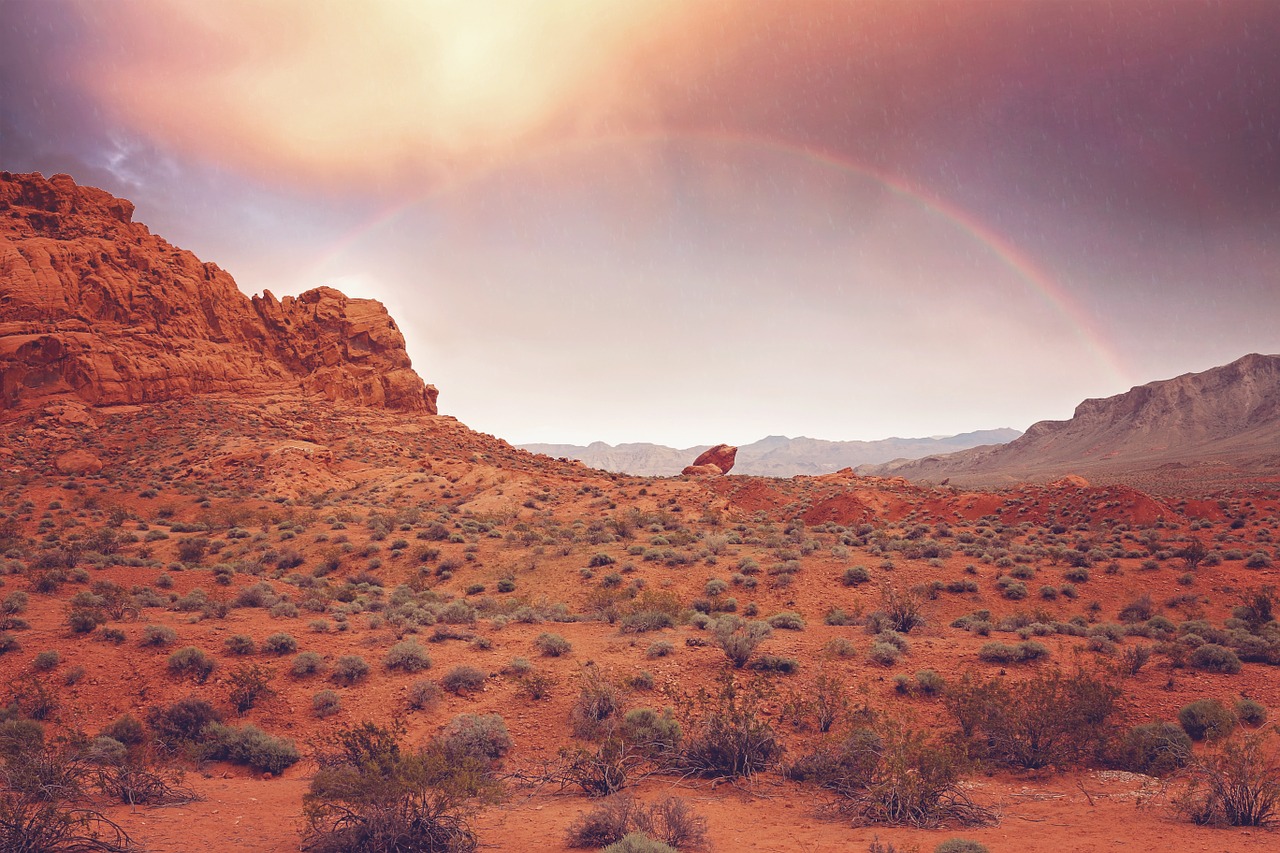 rainbow rain sunset free photo