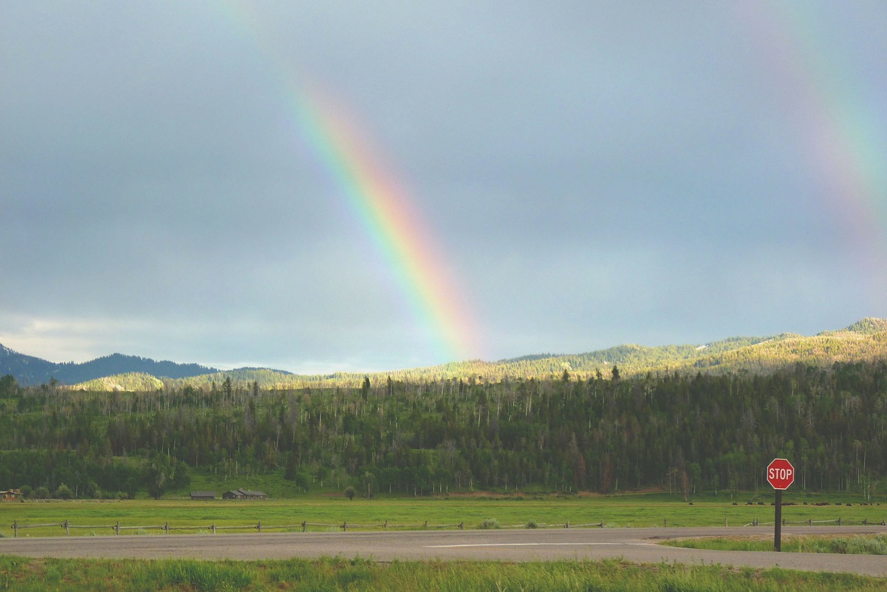 rainbow two double rainbow free photo