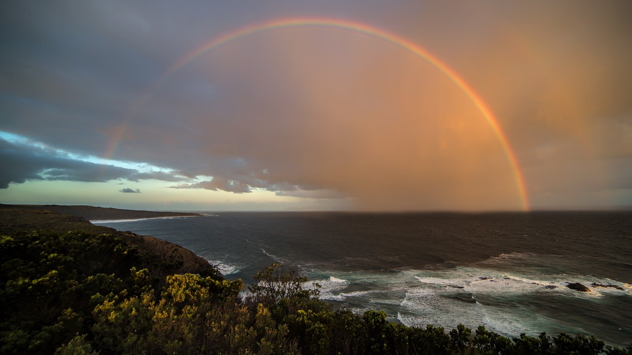 rainbow coast sunset free photo