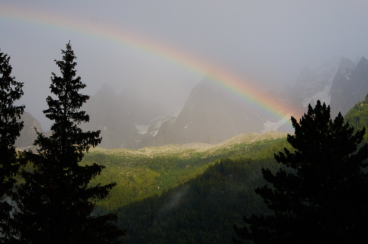 rainbow chamonix alps free photo
