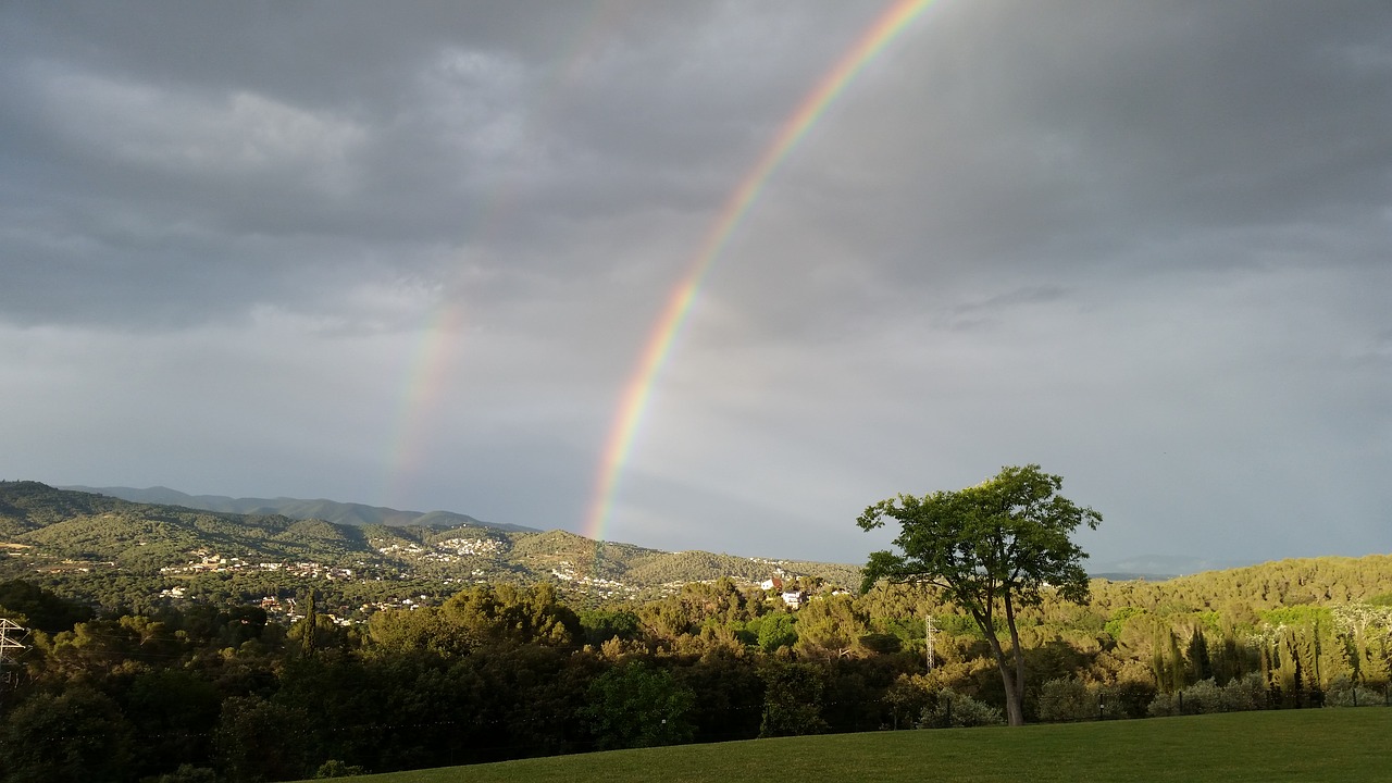 rainbow rain sky free photo