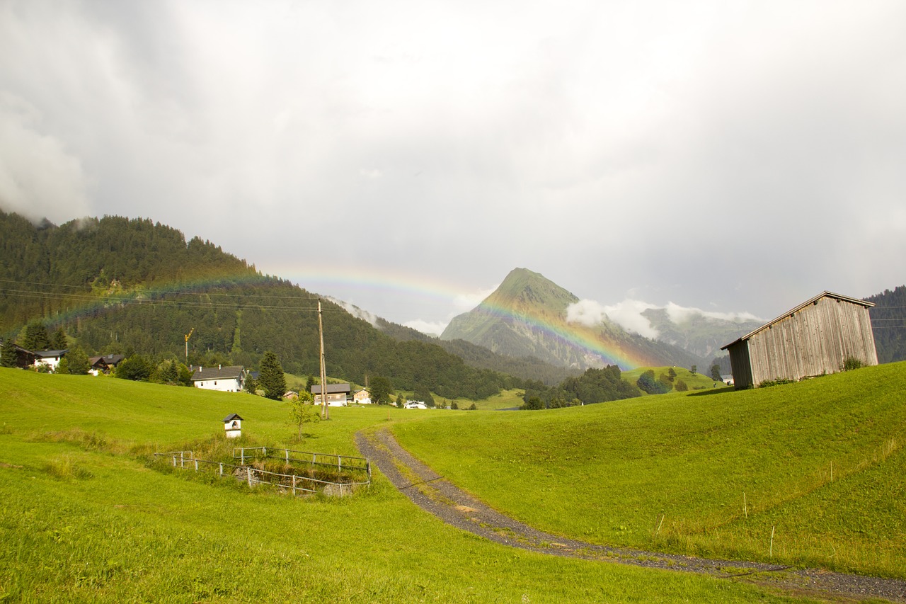rainbow landscape clouds free photo