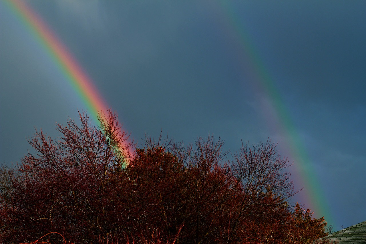 rainbow double rainbow sky free photo