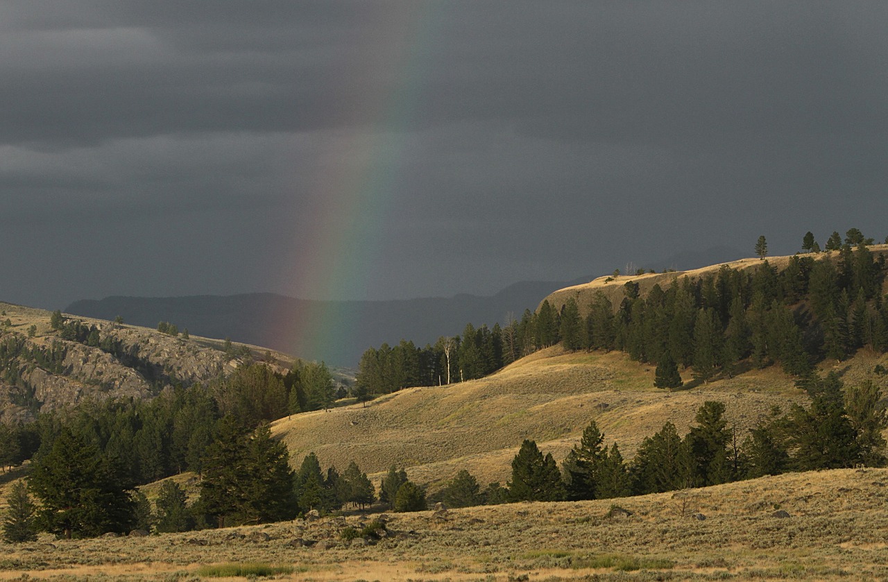 rainbow landscape weather free photo