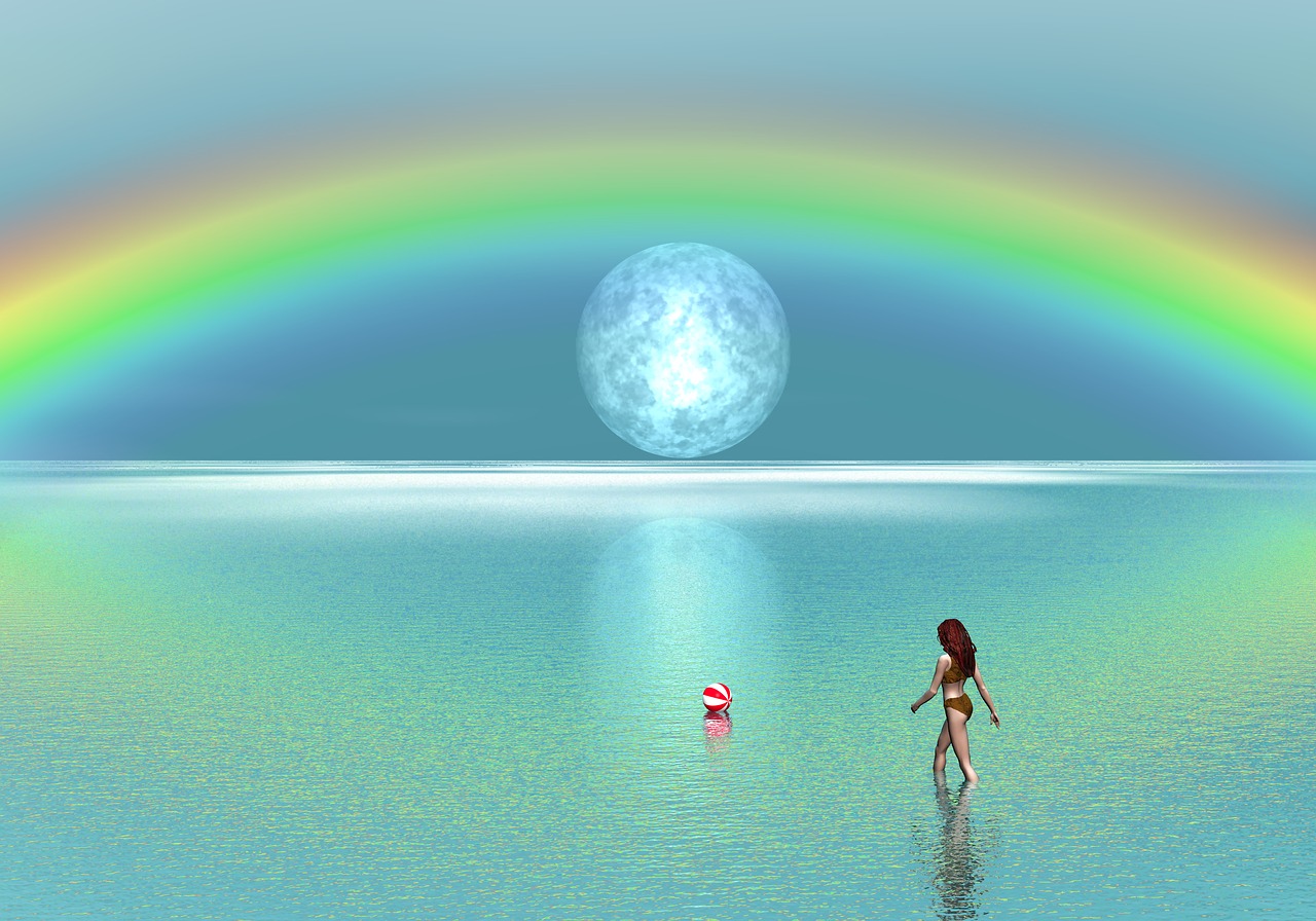 rainbow sea beachball free photo