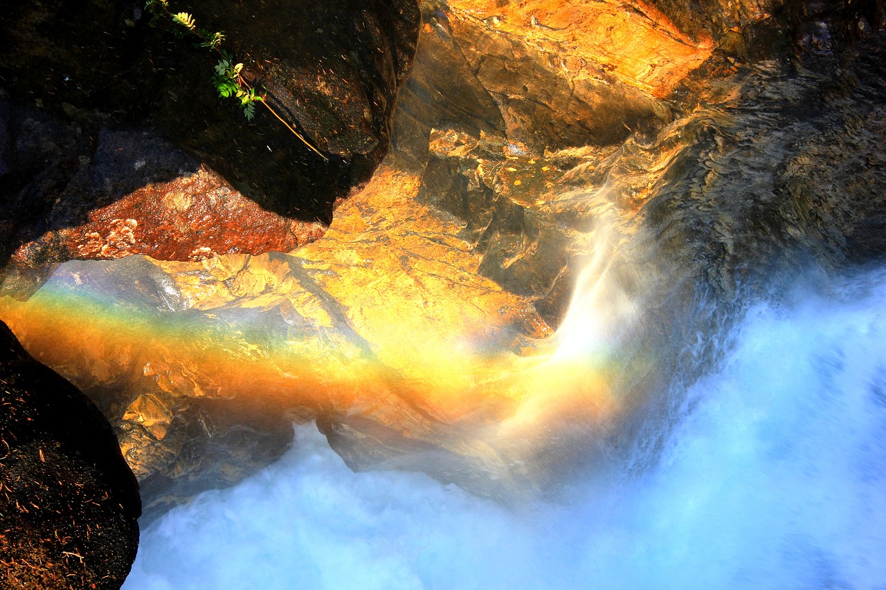 rainbow waterfall norway free photo