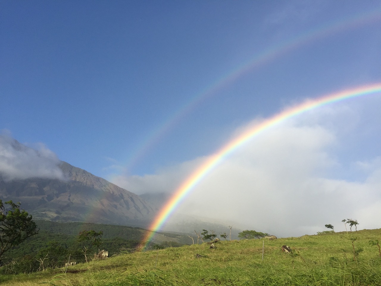 rainbow blue sky blue free photo