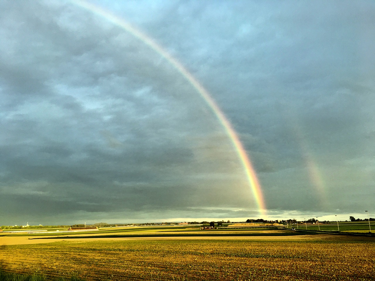 rainbow rain sun free photo