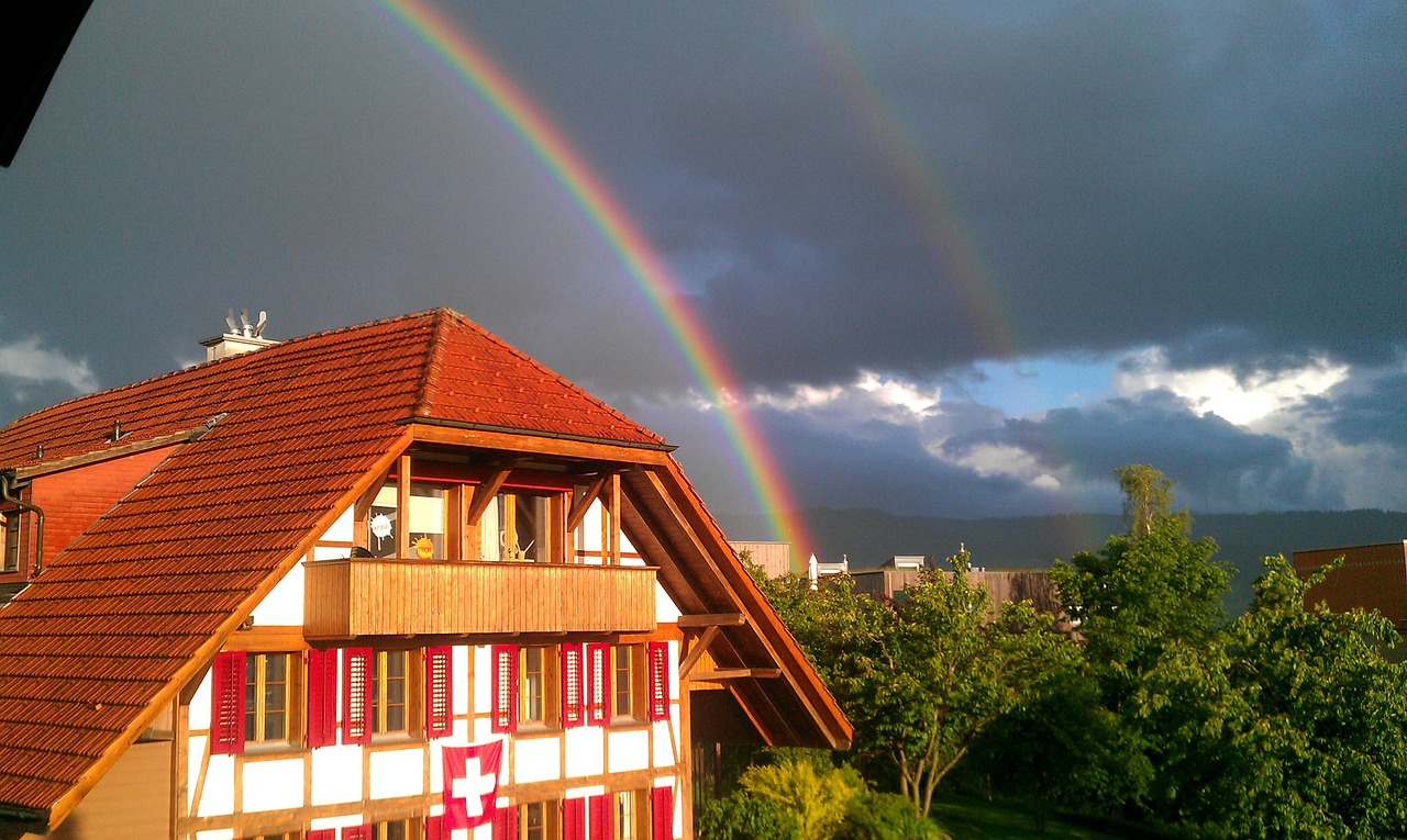 rainbow fachwerkhaus weather free photo