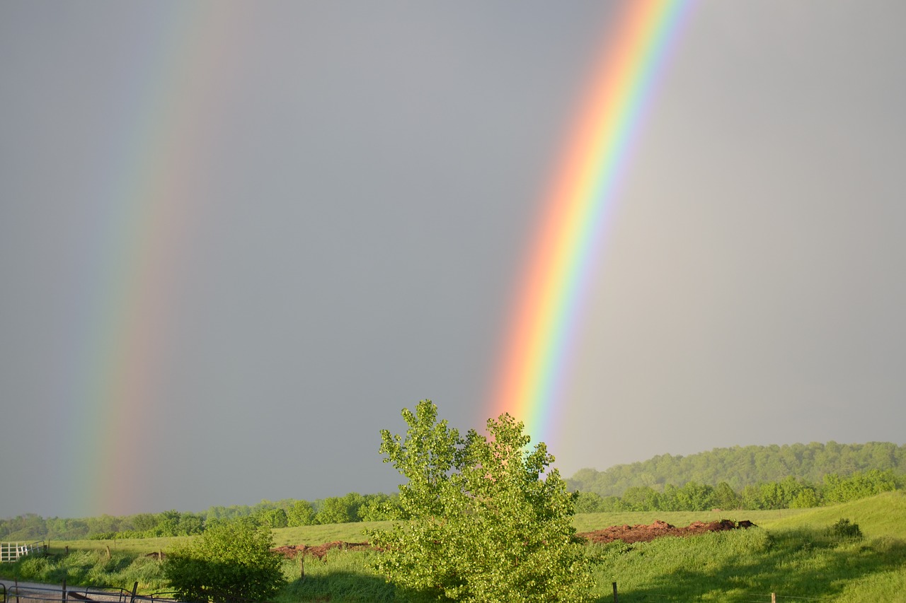 rainbow field farm free photo