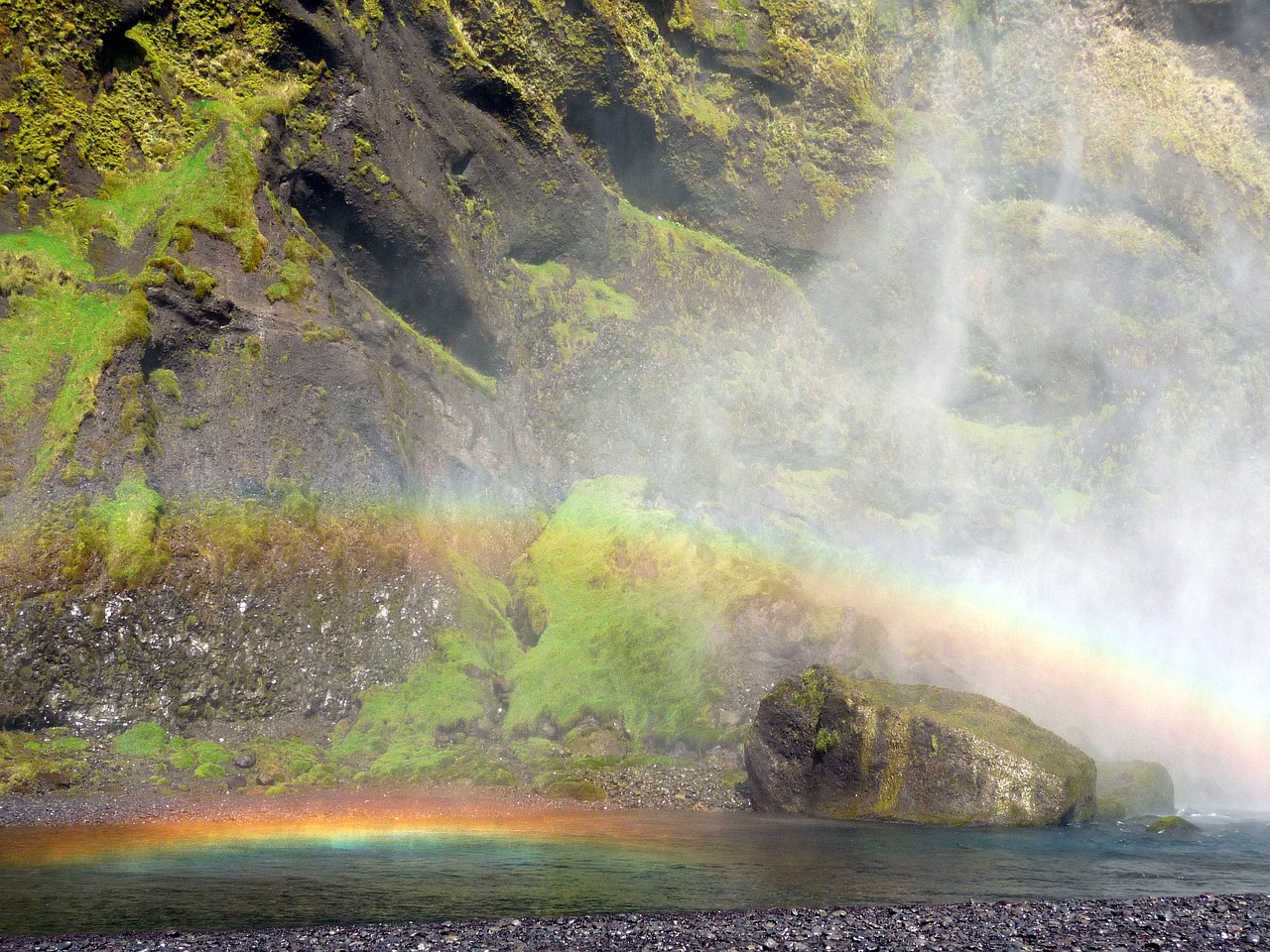 rainbow waterfall skogafoss free photo