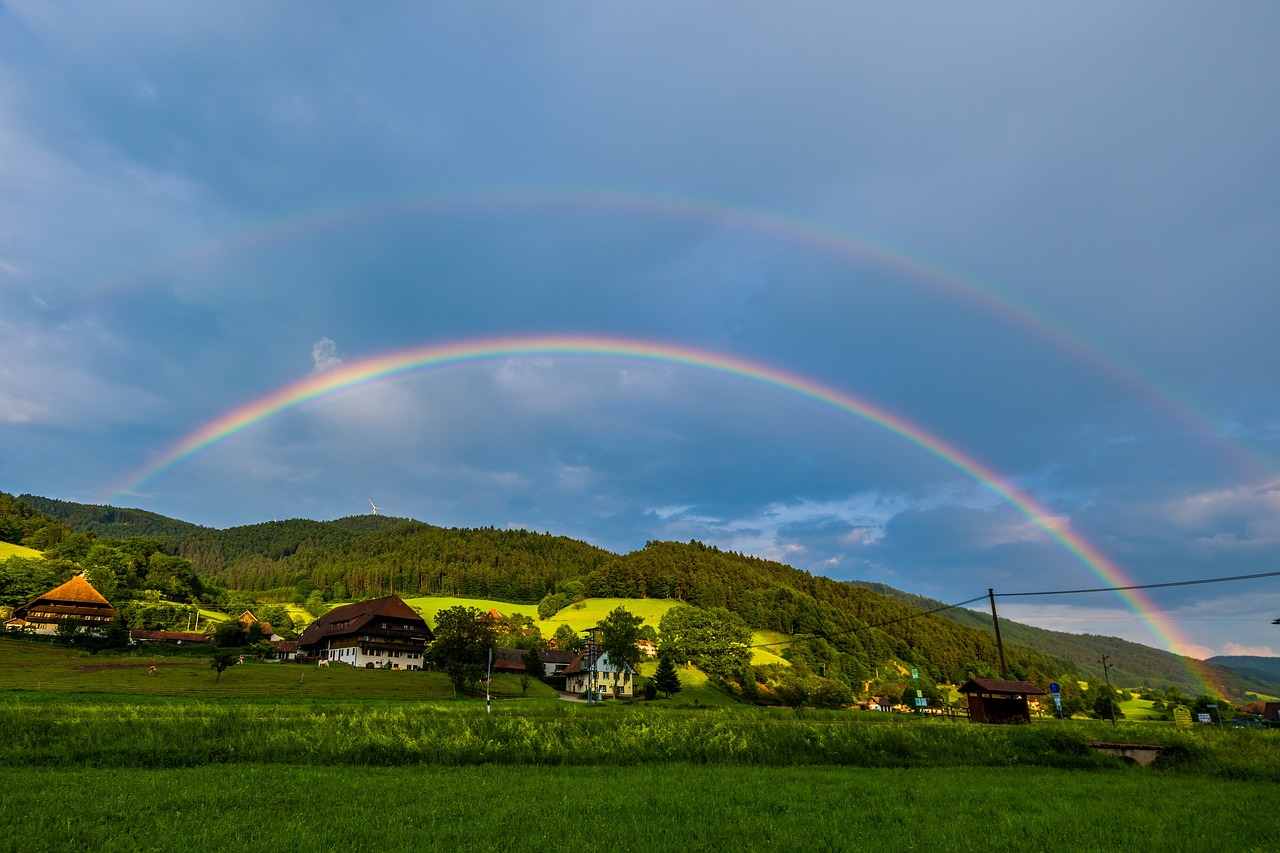 rainbow sun rain free photo