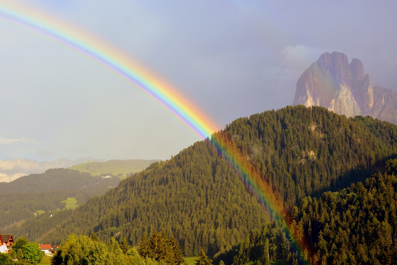 rainbow dolomites mountain free photo