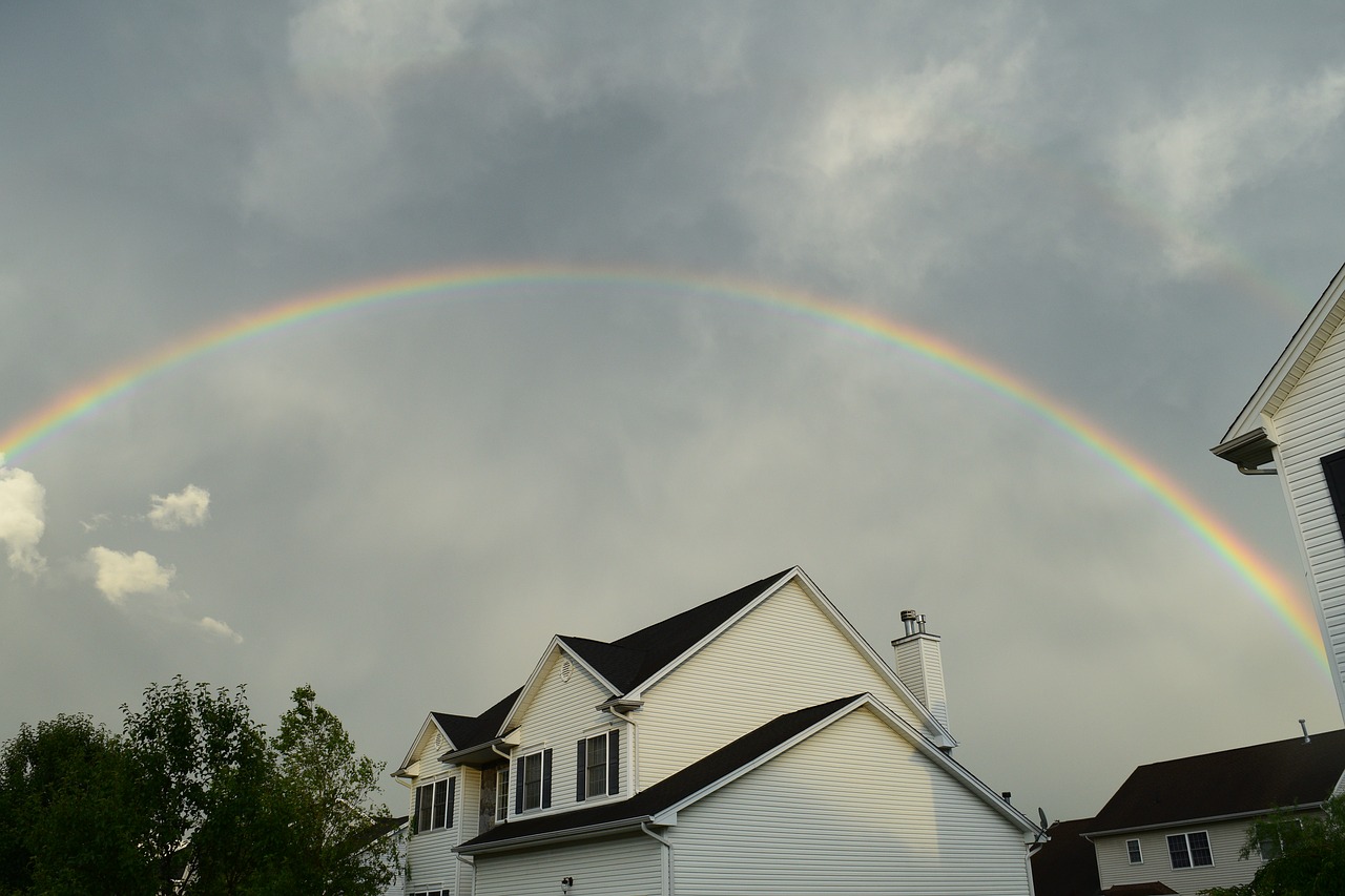 rainbow house rain free photo