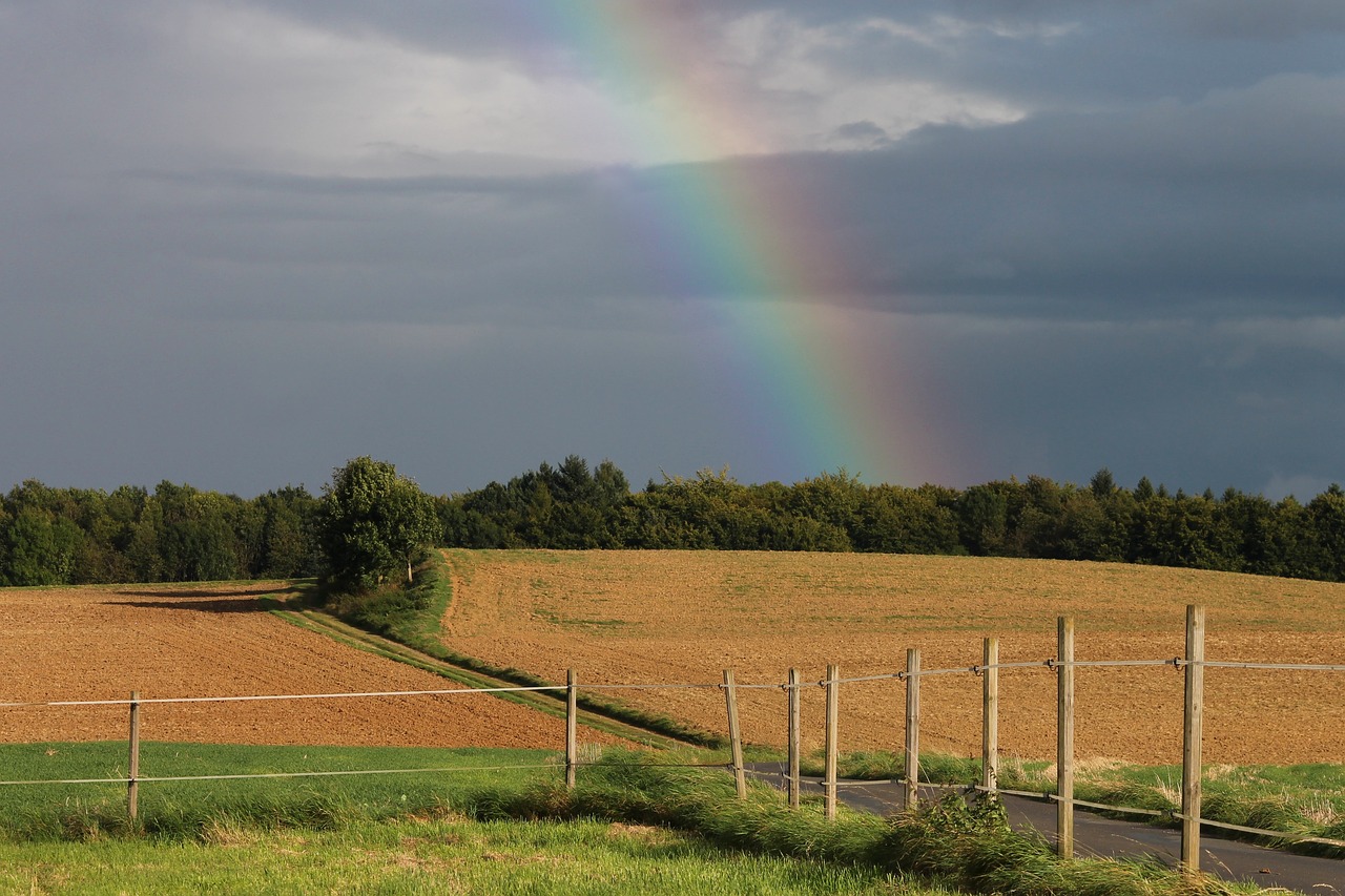 rainbow sky fields free photo