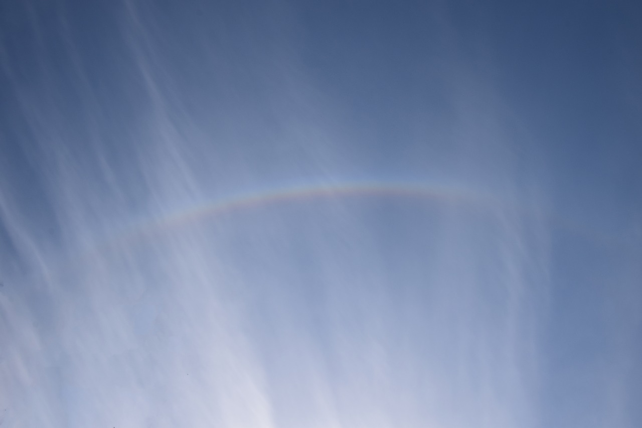 rainbow sun-bow wispy clouds free photo