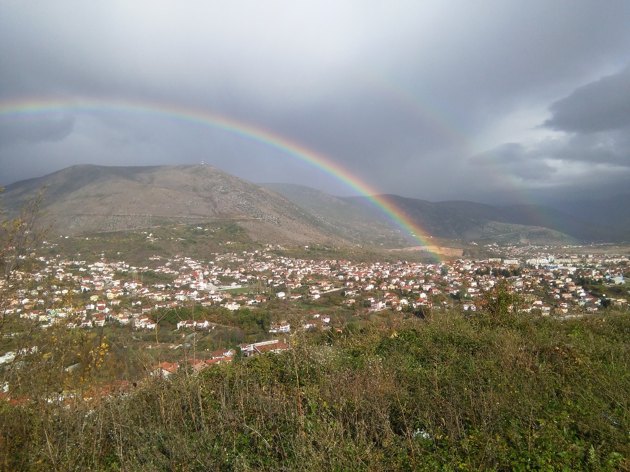 rainbow city landscape free photo