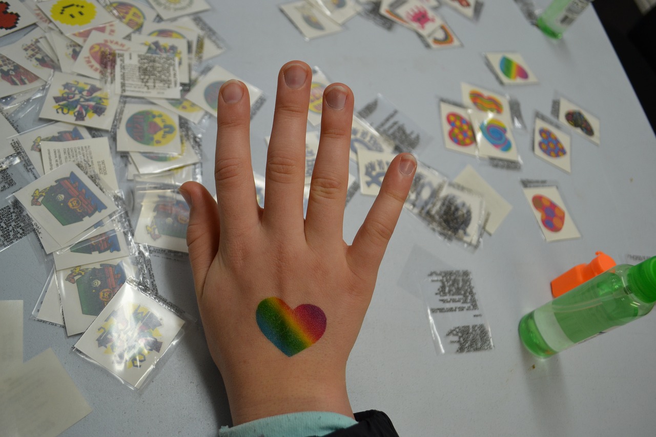 rainbow temporary tattoo kids fun day free photo