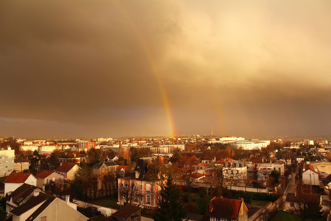 rainbow sunset sky free photo