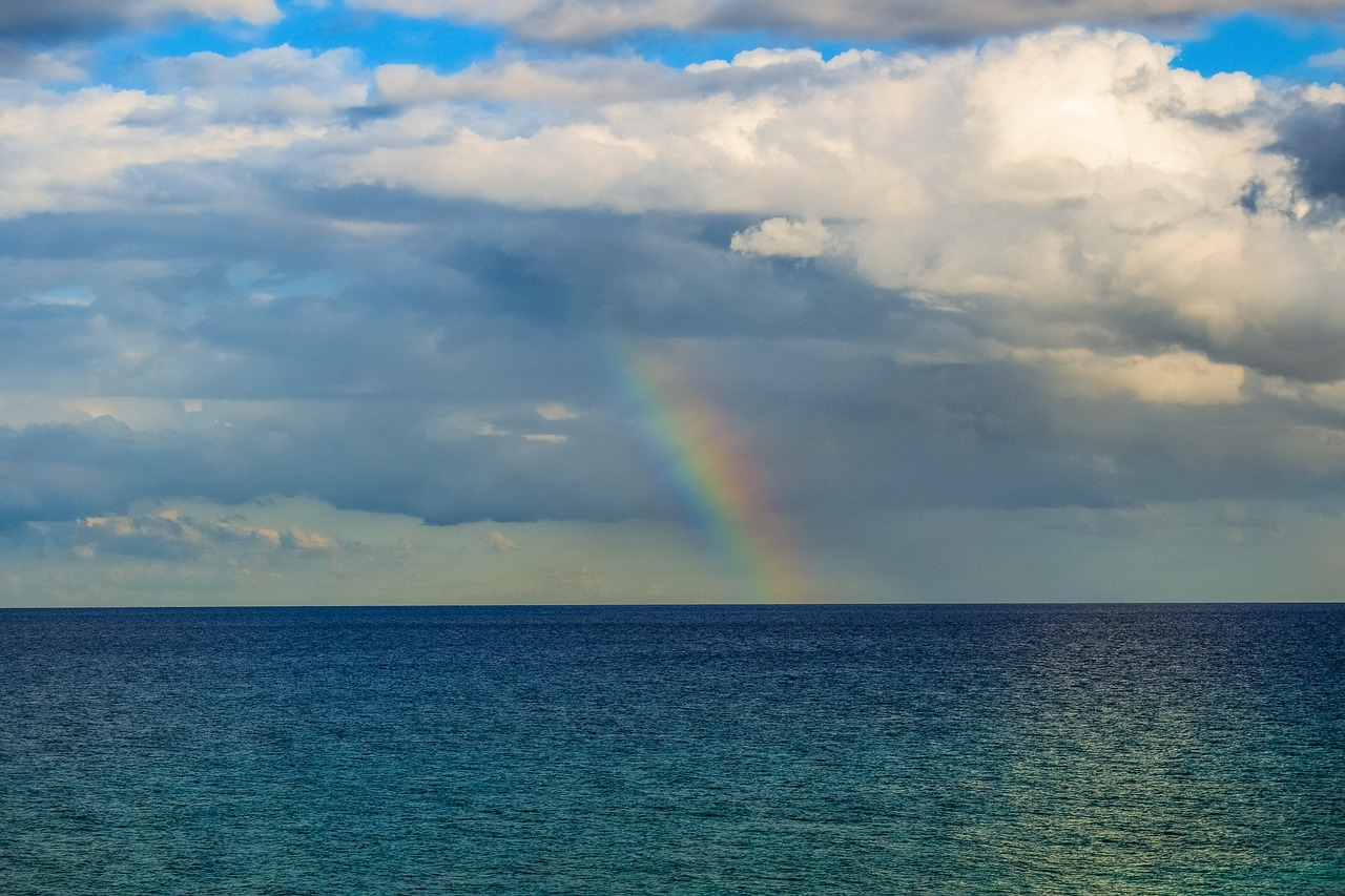 rainbow sea sky free photo