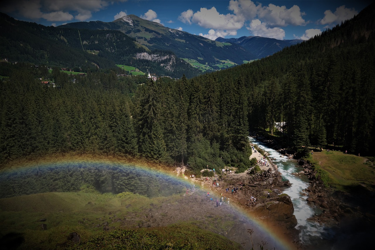 rainbow  landscape  waterfall free photo
